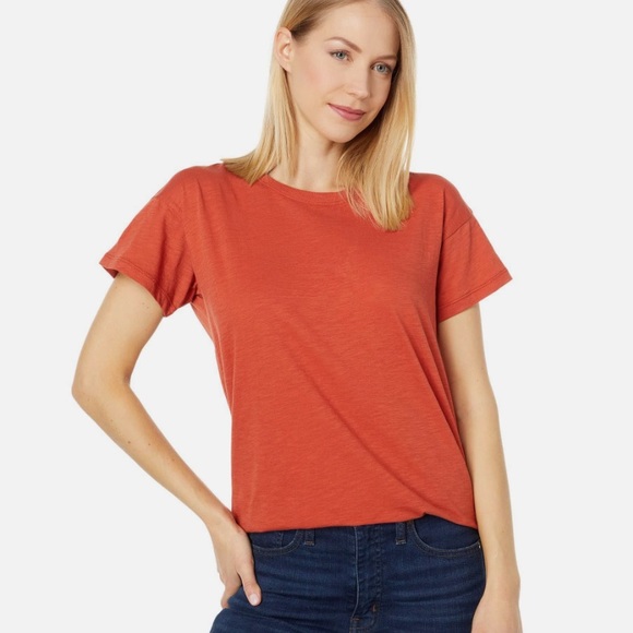 MADEWELL Whisper Cotton Rib-Crewneck Tee in Southwestern Clay Size XXS - Picture 7 of 8